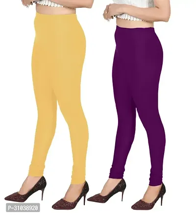 Stylish Multicoloured  Lycra Leggings For Women Pack Of 2-thumb3