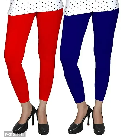 Stylish Multicoloured Cotton Solid Leggings For Women Pack Of 2-thumb0