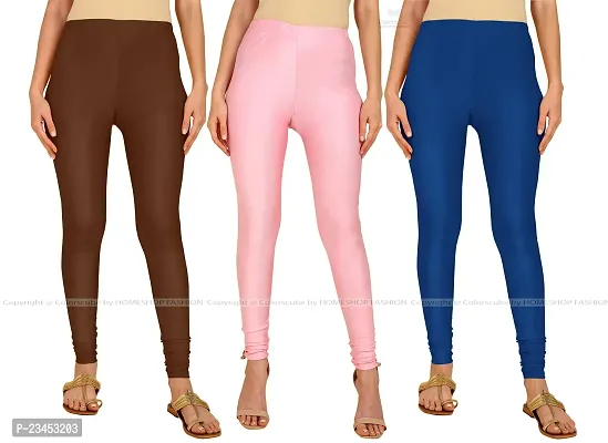 Fabulous Multicoloured Lycra Blend Solid Leggings For Women Pack Of 3