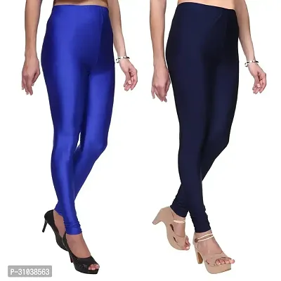 Stylish Multicoloured Satin Solid Leggings For Women Pack Of 2