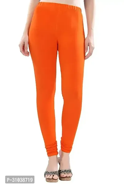 Stylish Orange Cotton Solid Leggings For Women-thumb0