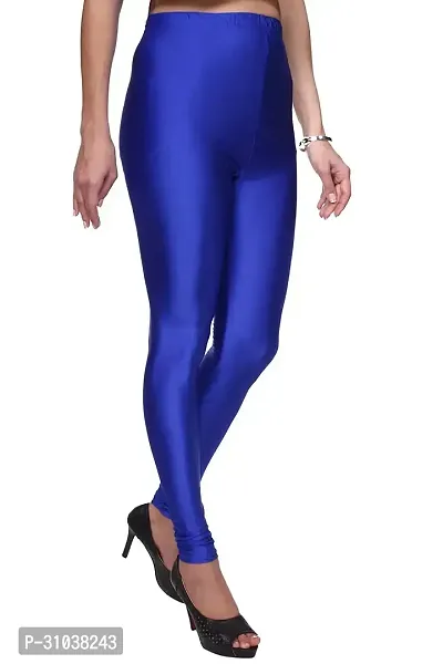 Stylish Blue Satin Solid Leggings For Women-thumb0