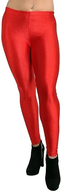 Fabulous Red Cotton Spandex Solid Leggings For Women-thumb0