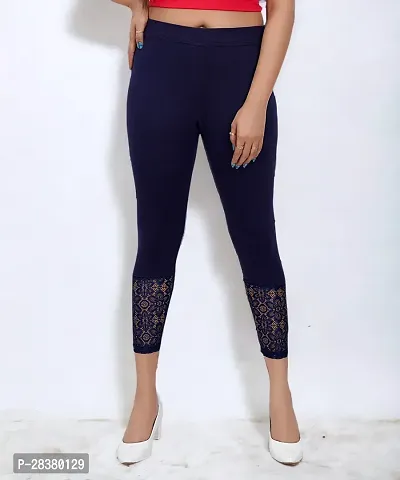 Stylish Navy Blue Cotton Solid Leggings For Women-thumb0