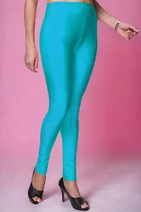 Fabulous Blue Lycra Solid Leggings For Women-thumb2