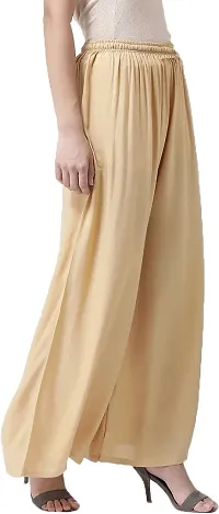 Elegant Beige Rayon Solid Ethnic Pant For Women-thumb2