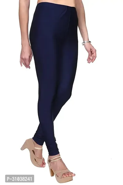 Stylish Blue Satin Solid Leggings For Women-thumb0