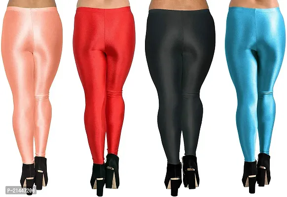 Fabulous Multicoloured Silk Blend  Leggings Combo For Women-thumb2