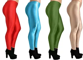 Fabulous Multicoloured Silk Blend  Leggings Combo For Women-thumb2