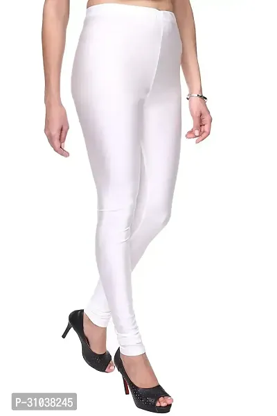 Stylish White Satin Solid Leggings For Women-thumb2