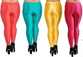 Fabulous Multicoloured Silk Blend  Leggings Combo For Women-thumb1