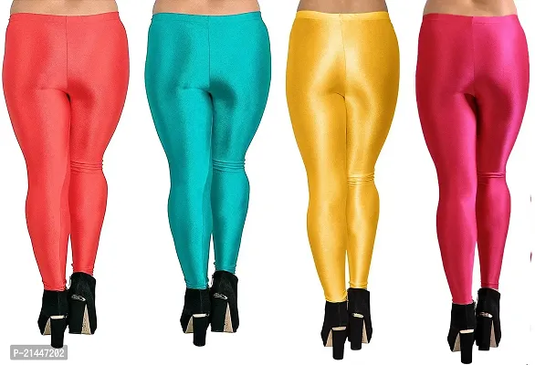 Fabulous Multicoloured Silk Blend  Leggings Combo For Women-thumb2