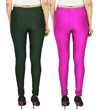 Stylish Multicoloured Lycra Solid Leggings For Women Pack Of 2-thumb1