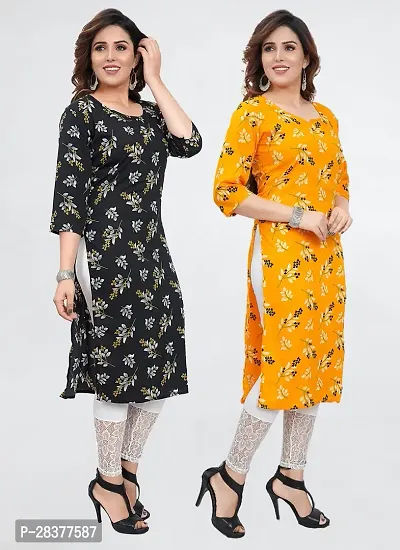 Stylish Multicoloured Crepe Kurta For Women Combo Of 2-thumb0