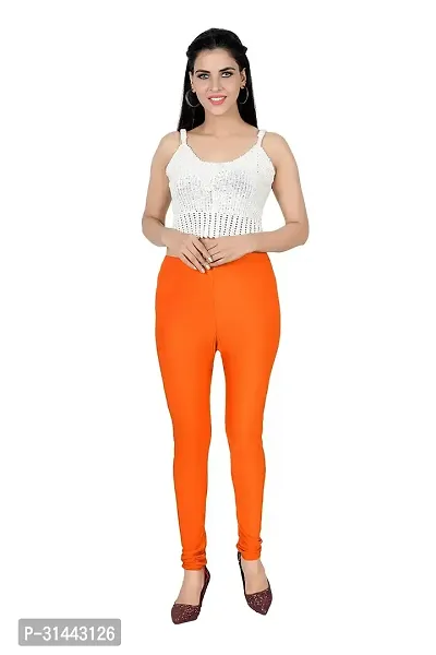 Fabulous Orange Satin Leggings For Women-thumb4