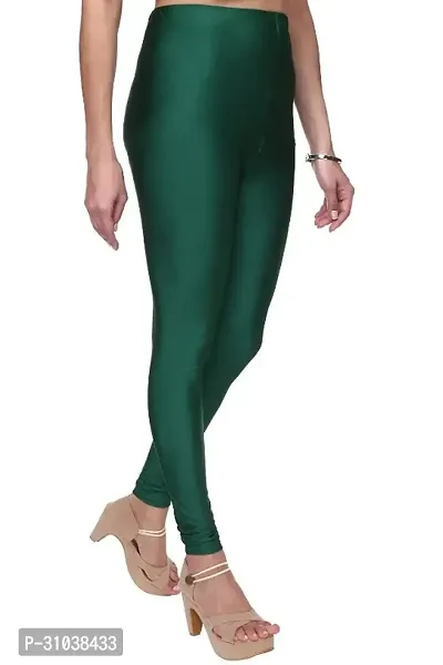 Stylish Green Satin Solid Leggings For Women-thumb3