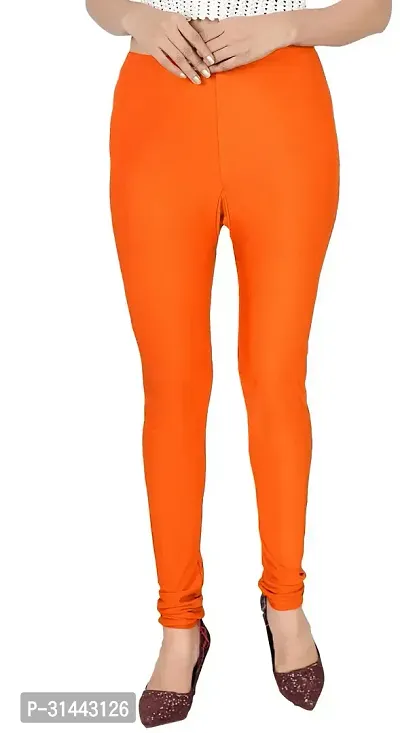 Fabulous Orange Satin Leggings For Women