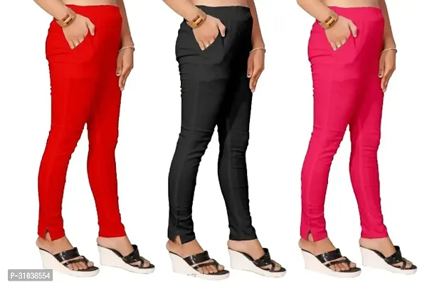 Stylish Multicoloured Cotton Slub Solid Ethnic Pants For Women Pack Of 3