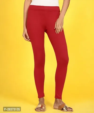 Fabulous Red Cotton Solid Ankle Length Leggings For Women-thumb2