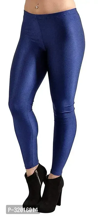 Fabulous Navy Blue Satin Leggings For Women-thumb2