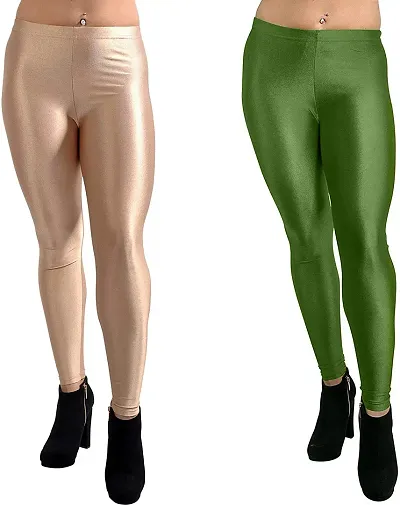 Stylish Silk Blend Leggings For Women - Pack Of 2