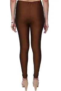 Stylish Brown Satin Solid Leggings For Women-thumb2