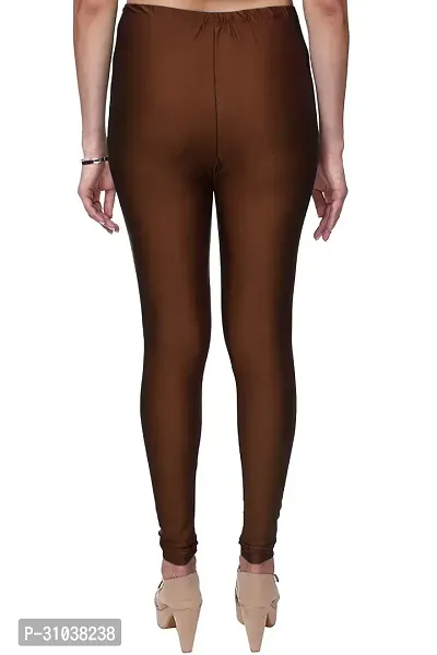 Stylish Brown Satin Solid Leggings For Women-thumb3