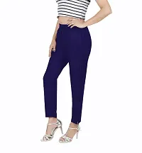 Stylish Navy Blue Cotton Blend Solid Ethnic Pants For Women-thumb4