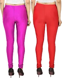 Fabulous Multicoloured Silk Blend  Leggings Combo For Women-thumb1