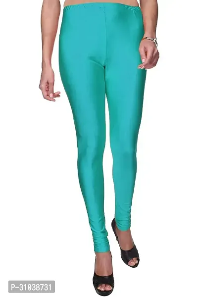 Stylish Turquoise Poly Lycra Solid Leggings For Women