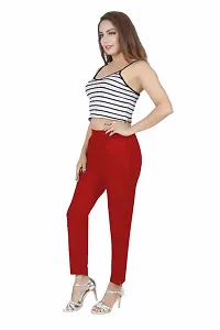 Stylish Red Cotton Blend Solid Ethnic Pants For Women-thumb3