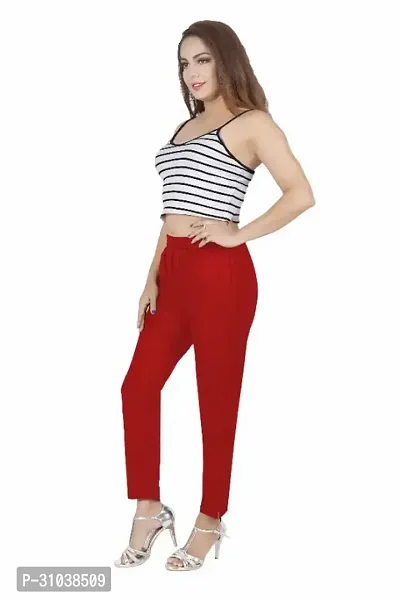 Stylish Red Cotton Blend Solid Ethnic Pants For Women-thumb4