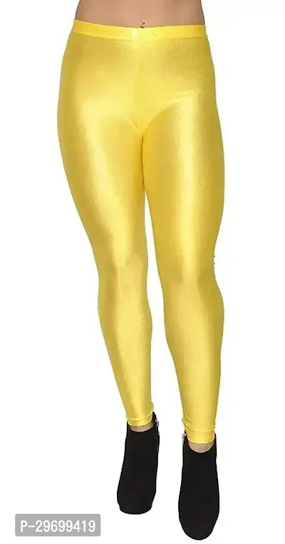 Fabulous Yellow Cotton Spandex Solid Leggings For Women