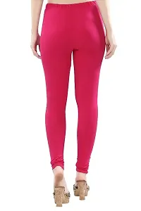 Stylish Pink Cotton Solid Leggings For Women-thumb2