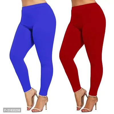 Stylish Multicoloured Cotton Solid Leggings For Women Pack Of 2-thumb0