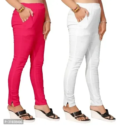 Stylish Multicoloured Cotton Slub Solid Ethnic Pants For Women Pack Of 2