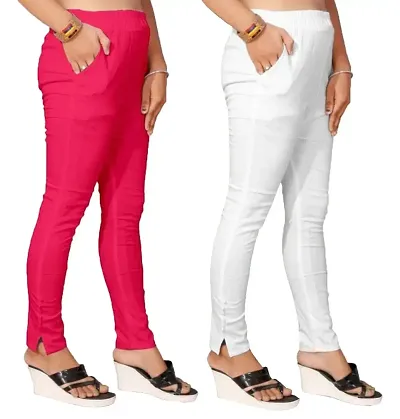 Stylish Slub Solid Ethnic Pant For Women-Pack Of 2