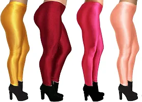 Fabulous Multicoloured Silk Blend  Leggings Combo For Women-thumb2