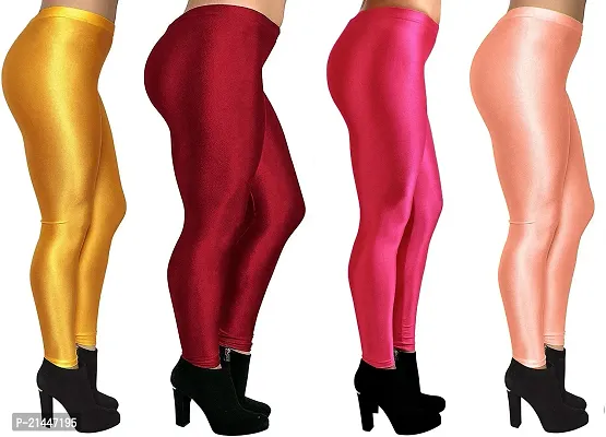 Fabulous Multicoloured Silk Blend  Leggings Combo For Women-thumb3