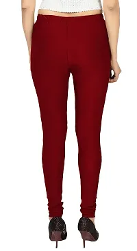 Stylish Maroon Lycra Solid Leggings For Women-thumb1