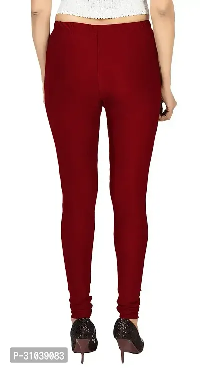 Stylish Maroon Lycra Solid Leggings For Women-thumb2