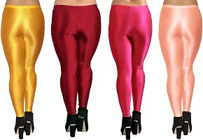 Fabulous Multicoloured Silk Blend  Leggings Combo For Women-thumb1