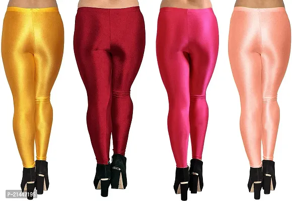 Fabulous Multicoloured Silk Blend  Leggings Combo For Women-thumb2