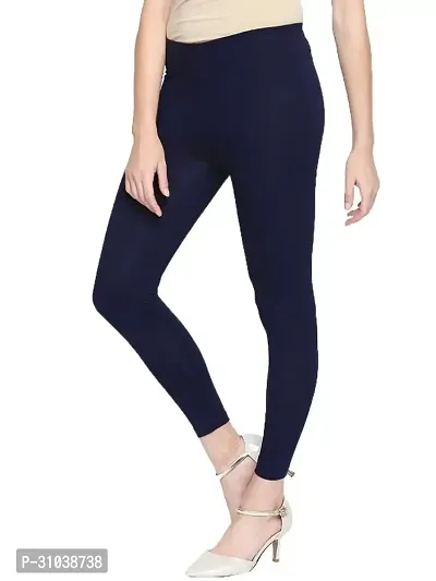 Stylish Blue Cotton Solid Leggings For Women-thumb0