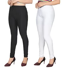 Stylish Multicoloured Lycra Solid Leggings For Women Pack Of 2-thumb3