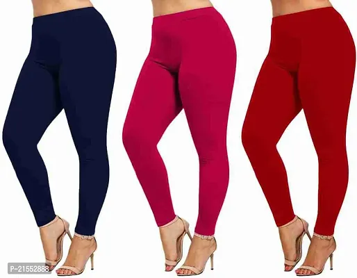 Stylish  Comfortable Cotton Ankle Length Women's Premium Cotton Stretchable Leggings with Rib for women Combo