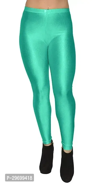 Fabulous Turquoise Cotton Spandex Solid Leggings For Women