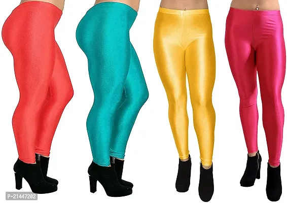 Fabulous Multicoloured Silk Blend  Leggings Combo For Women