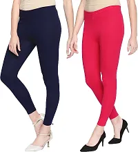 Stylish  Comfortable Cotton Ankle Length Women's Premium Cotton Stretchable Leggings with Rib for women Combo-thumb2