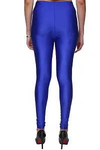 Stylish Blue Satin Solid Leggings For Women-thumb2